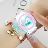 Girls Kids Watches Cartoon Unicorn Dinosaur Shark Digital Electronic Flash Glow Light Colourful Children Watch Birthday Gift 2
