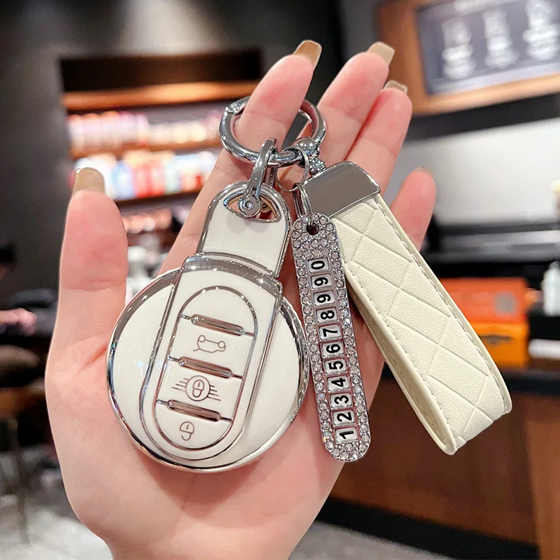 

TPU Car Key Case Cover For BMW Mini COUNTRYMAN ONE JCW COOPERS CLUBMAN F56 F55 F54 F57 F60 Roadster Fob Holder Shell Keychain