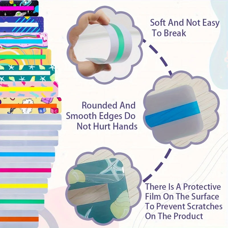 Guided Reading Highlight Bar Color Overlay Bookmarks Help Dyslexia Reading Tracker Ruler ADHD Tools 16 Pcs
