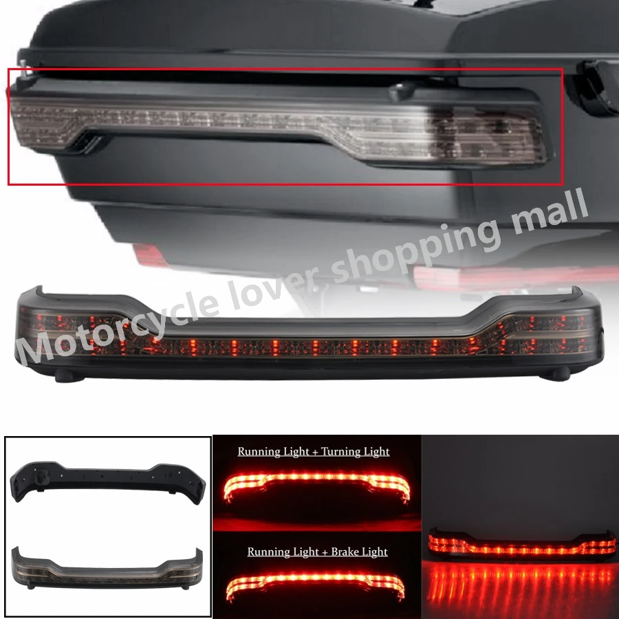 

Moto Wrap Round Tour Pack Travel Pak Luggage Trunk LED Running Brake Tail Light For Harley Touring Glide FLTHT FLTR FLHX FLHR