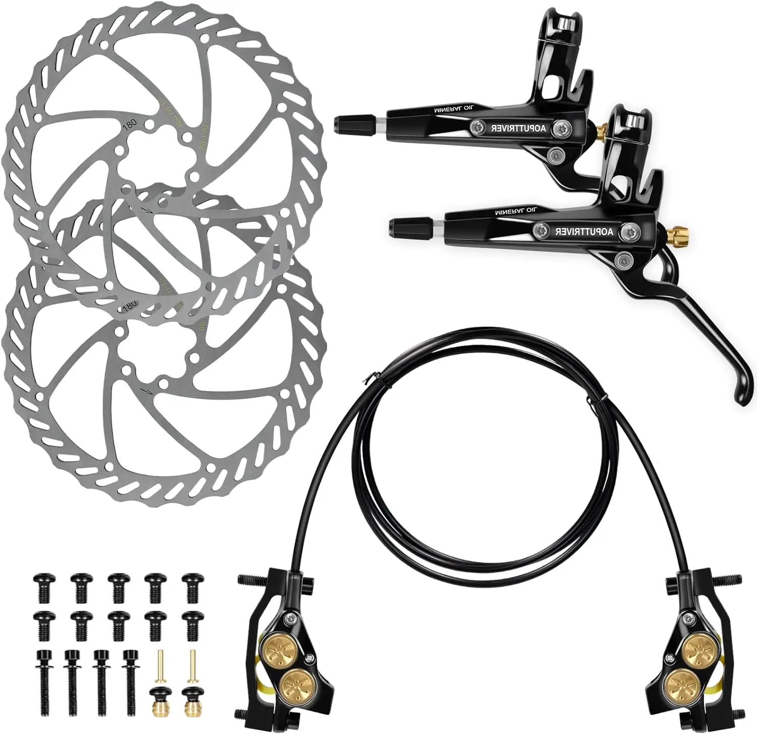 MTBHydraulicBrakeSet4PistonsDiscBrakeBicycleSetFrontRear