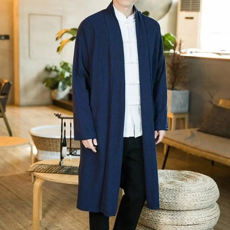 

Fashion Men's woolen Coats Solid Color Single Breasted Lapel Long Coat Jacket Casual Overcoat Trench Spring and Autumn