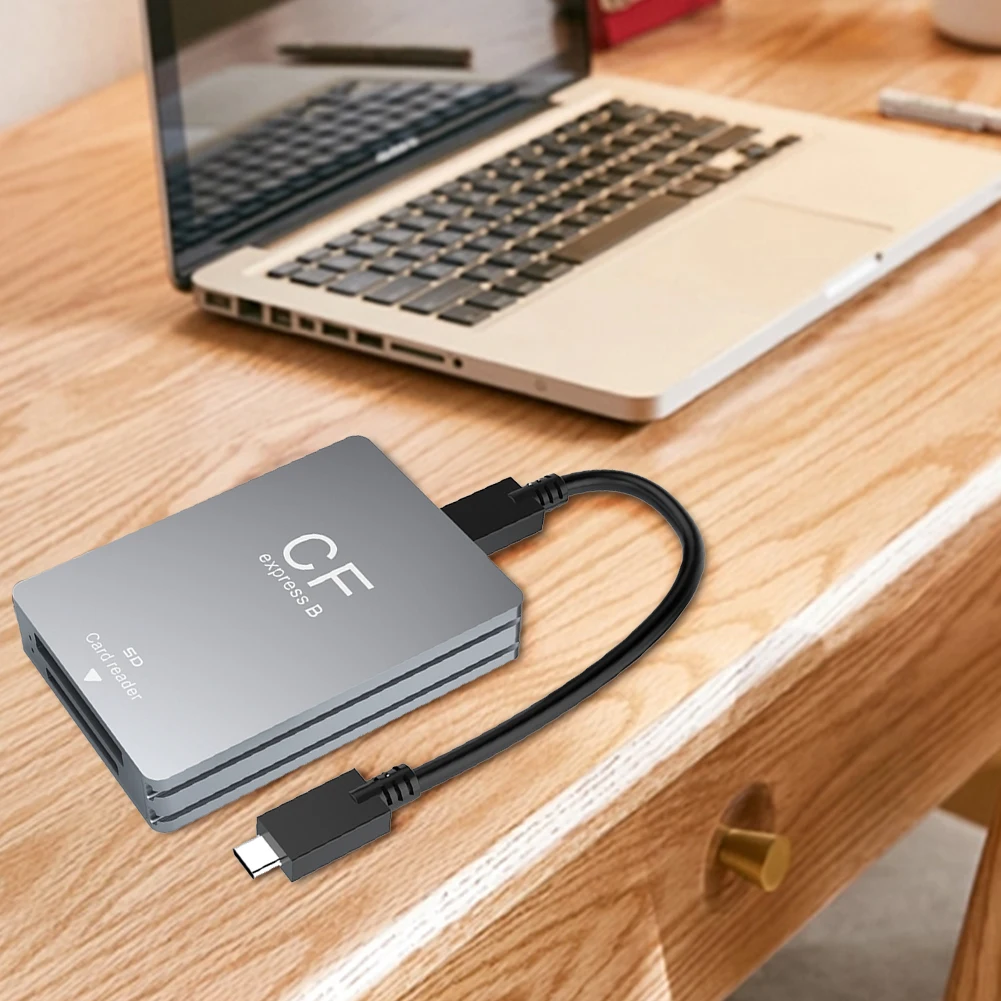 Leitor de Cartão sd Cfexpress tipo b em Adaptador Usb 3.2 10gbps Slot Duplo Android Windows Mac os para Slr