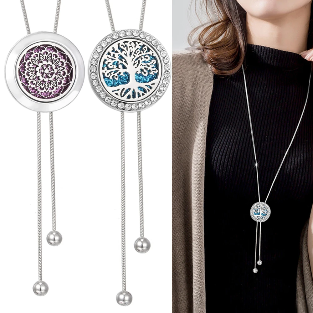 Elegant Long Tassel Aromatherapy Necklace with Essential Oil Diffuser Pendant