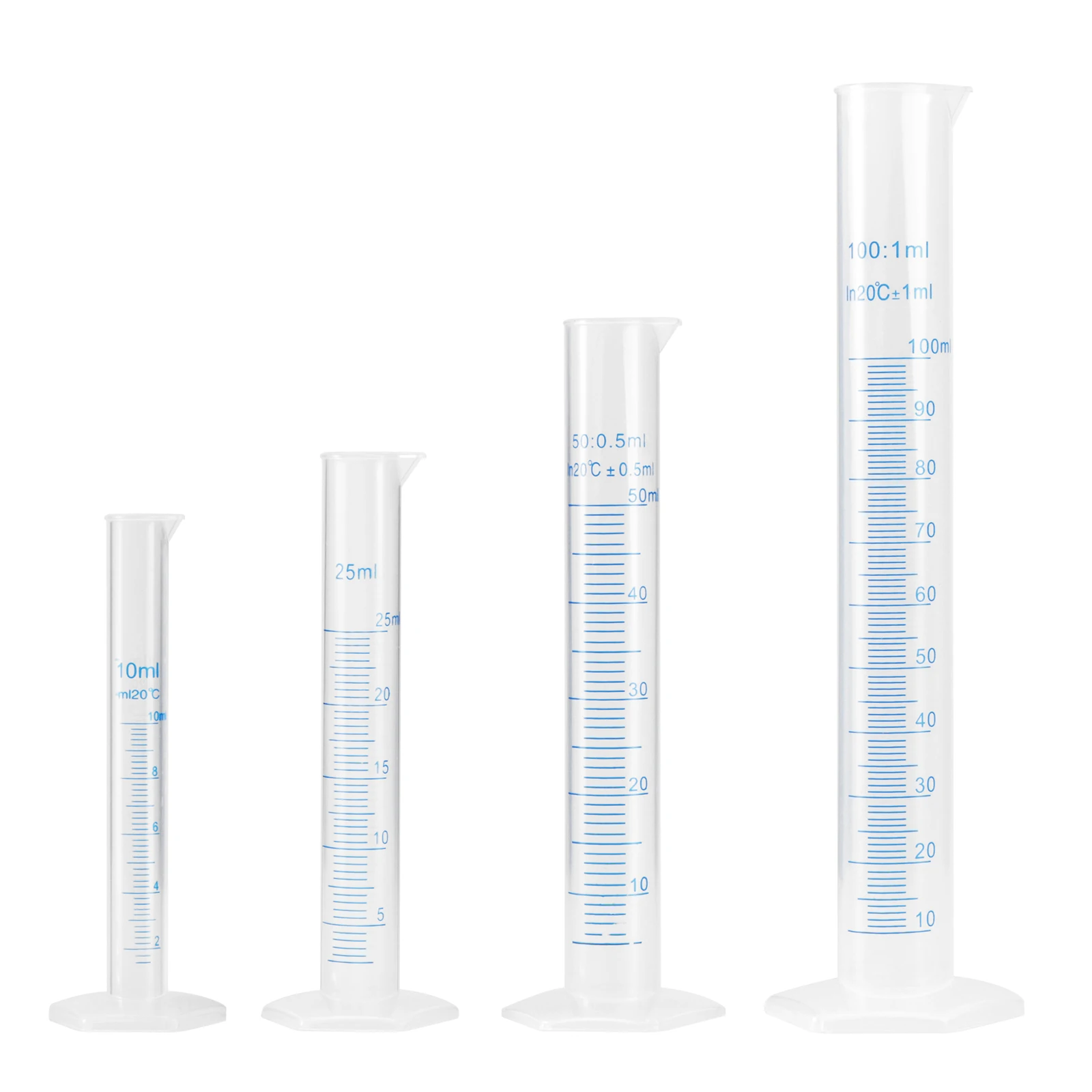Plastic Measuring Cylinder 100Ml 50Ml 10Ml Test Tube Set Cylinders Tubes Lab Cup Science Transparent Ml Beakers