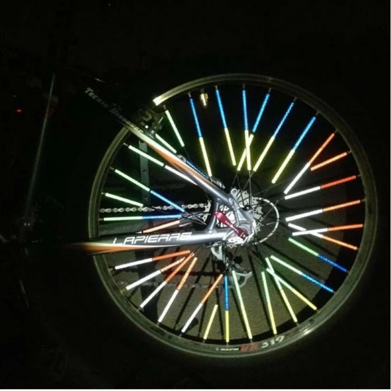 12Pcs Tube Warning Cycling Bicycle Mountain Bike Riding Wheel Rim Spoke Mount Clip Tube Warning Light Strip Reflector Reflective