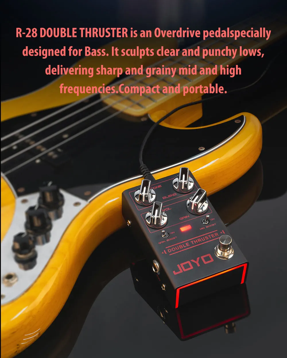 R-28 Bass Guitar Pedal Overdrive Effects with Independent Mid Frequency Double G