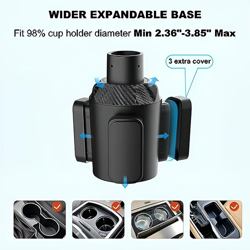 حامل أكواب سيارة كبير قابل للتوسيع سعة 64 أونصة، م...
