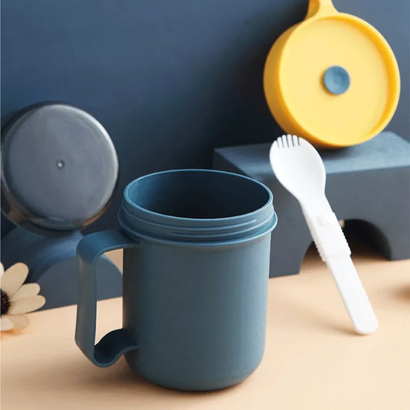 500ml Lunch Box Portable Food Thermal Insulated Container Breakfast Cup Leak-Proof Soup Milk Thermos Bottle Tumblers With Spoon 2