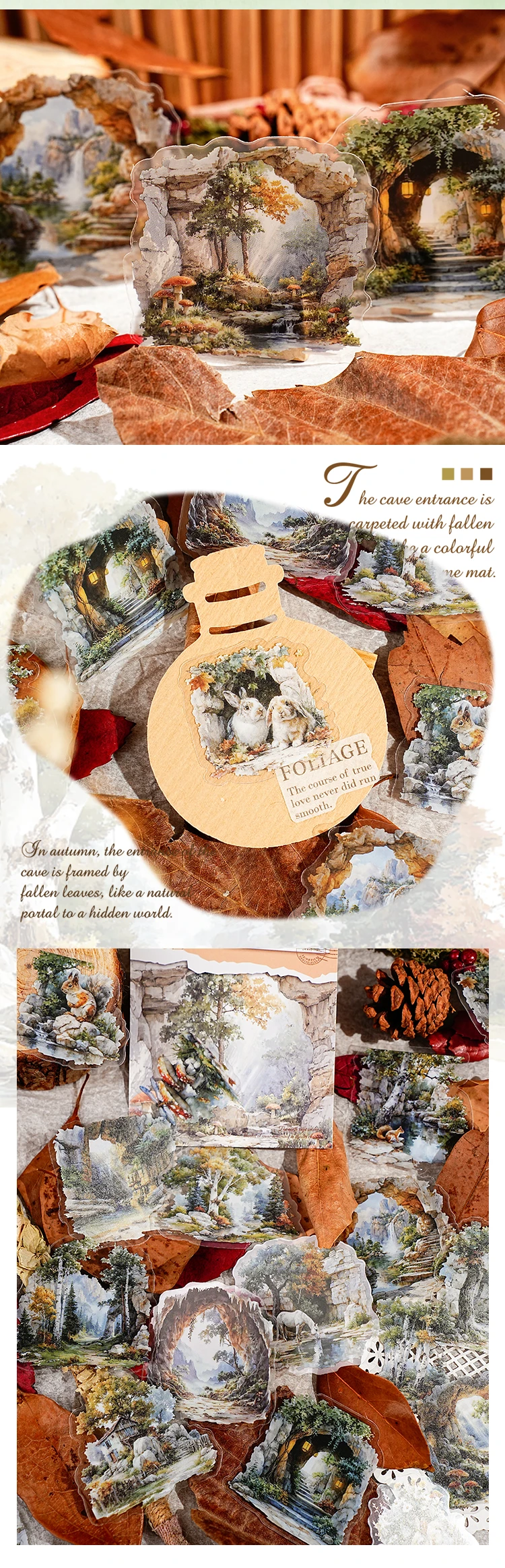 20 teile/paket Landschaft Thema PET Aufkleber Scrapbooking Materialien DIY Junk Journal Collage Collage sprache Dekor Aufkleber – Detail 6