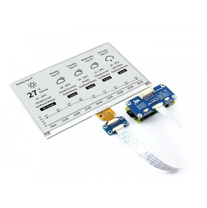 Waveshare  ũ ÷ HAT,   2B, 3B, ,  W, 2 :  ȭƮ, SPI ̽, Ʈ , 800*480,7.5 ġ
