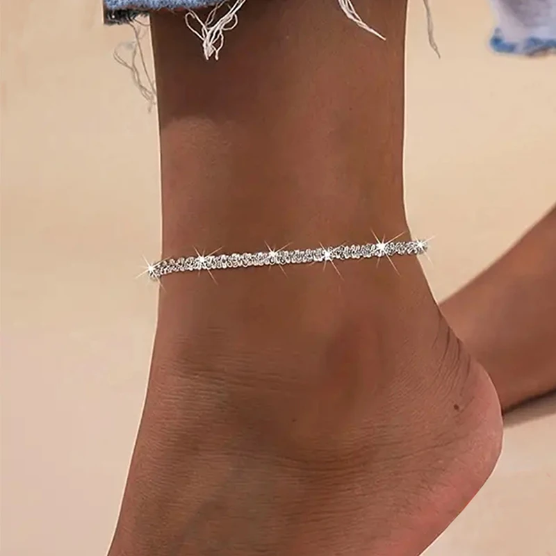 Silver Anklets 925 Sterling Silver Snake Chain Anklets Women Summer Shiny Creative Fine Jewelry Fashion Exquisite Feet Accessories