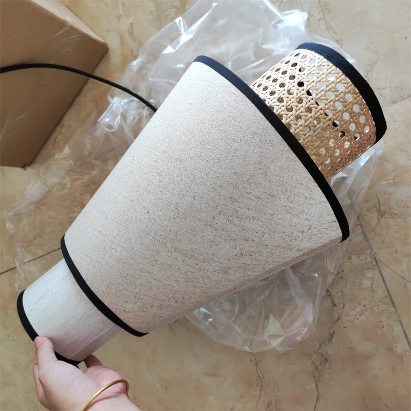 Description Picture 4 of itemJapanese Wabi Sabi Pendant Lights Vintage Cloth Rattan Lamp Living Room Dining Room Decor Kitchen Suspension Restaurant Lamps