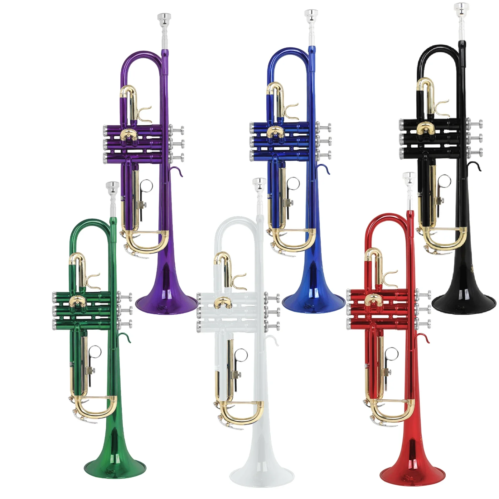 SLADE Gold-Plated Trumpet Brass LT-800 Standard Bb Trumpet Set For Student Beginner With Hard Case Gloves 7 C Mouthpiece