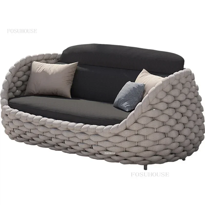 Garden Sofas Waterproof Villa Balcony Patio Leisure Sofa Sunscreen Coffee Shop Hotel Courtyard Lounge Chairs Outdoor FurnitureN