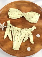 ZRTAK Bandeau Bikinis Set Women Swimsuit Summer Biquini Beach Wear Bowknot Thong Swimwear Swimming Bathing Suit Two Piece Suit