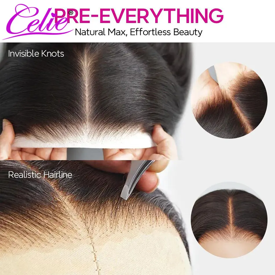Celie Straight Lace Front Wigs For Women Ready To Go 5x5 HD Lace Closure Wig Pre Plucked Front Human Hair Wigs