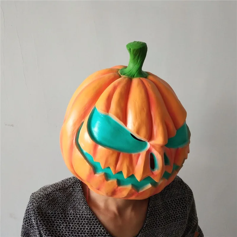 Halloween Pumpkin Head Mask for Adult Full Face Evil Scary Pumpkin Easter Mask Funny Play Masquerade Party Dress UP