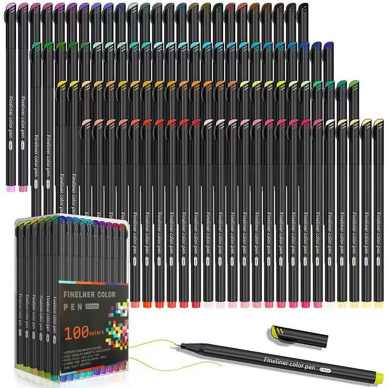 24 36 60 100 Colors Set Fine Line Point Pen 0.4mm Painting Drawing Sketch Pens 