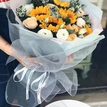 

Gauze Square Grid Hard Gauze Hard Net Coarse Grid Plain Color Flower Packaging Floral Bouquet Paper Wrap Christmas Wedding Gift