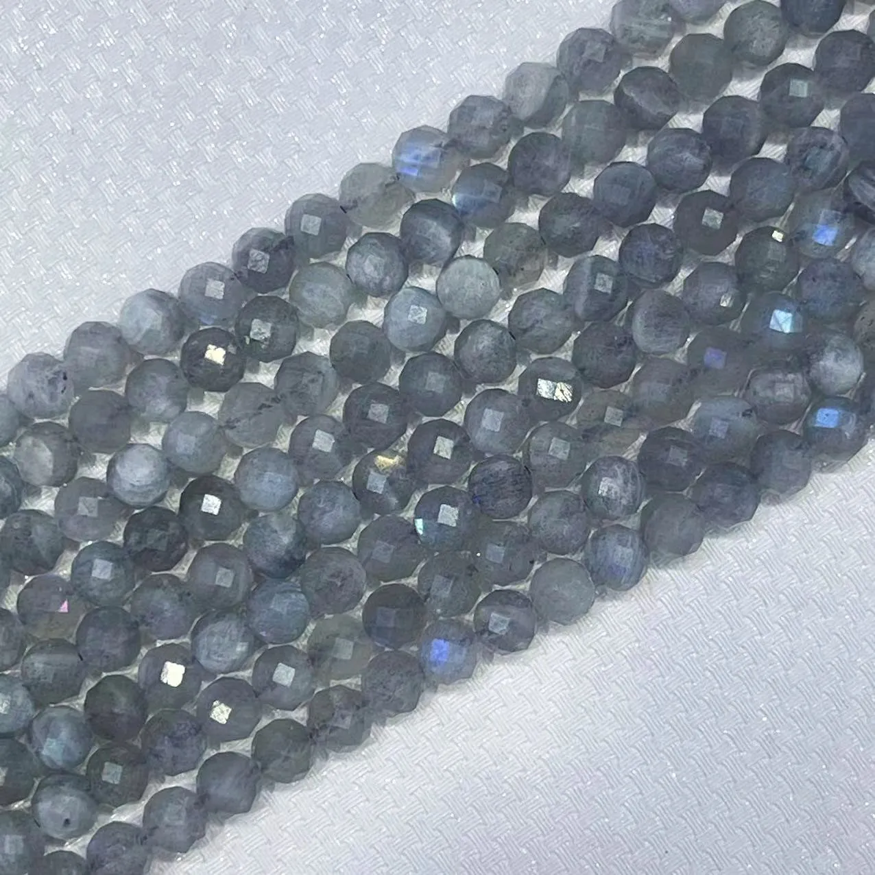 100% Pure Natural Labradorite Moonstone Stone Round Faceted Grey Spectrolite Gem Loose Bead Bracelet For DIY Handmade Jewelry