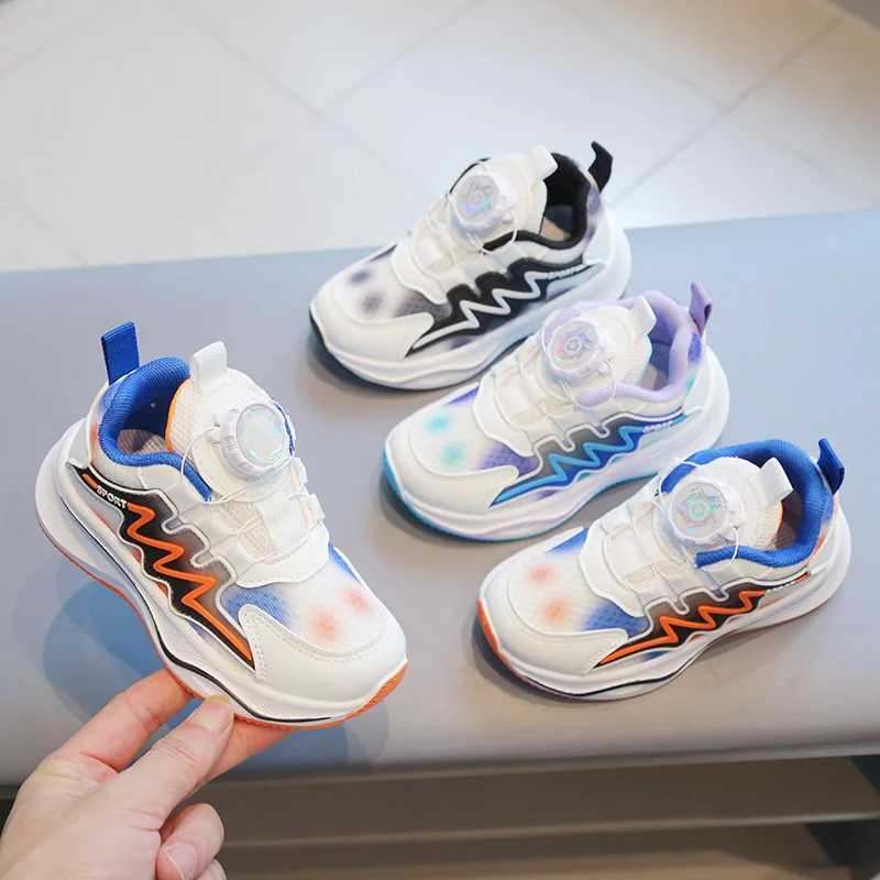 

Luxury Children's Sneakers for Boy Girl Casual Rotating Button Shoes 2023 New Fashion Kids Sneakers Athletic Sports Tennis Shoes