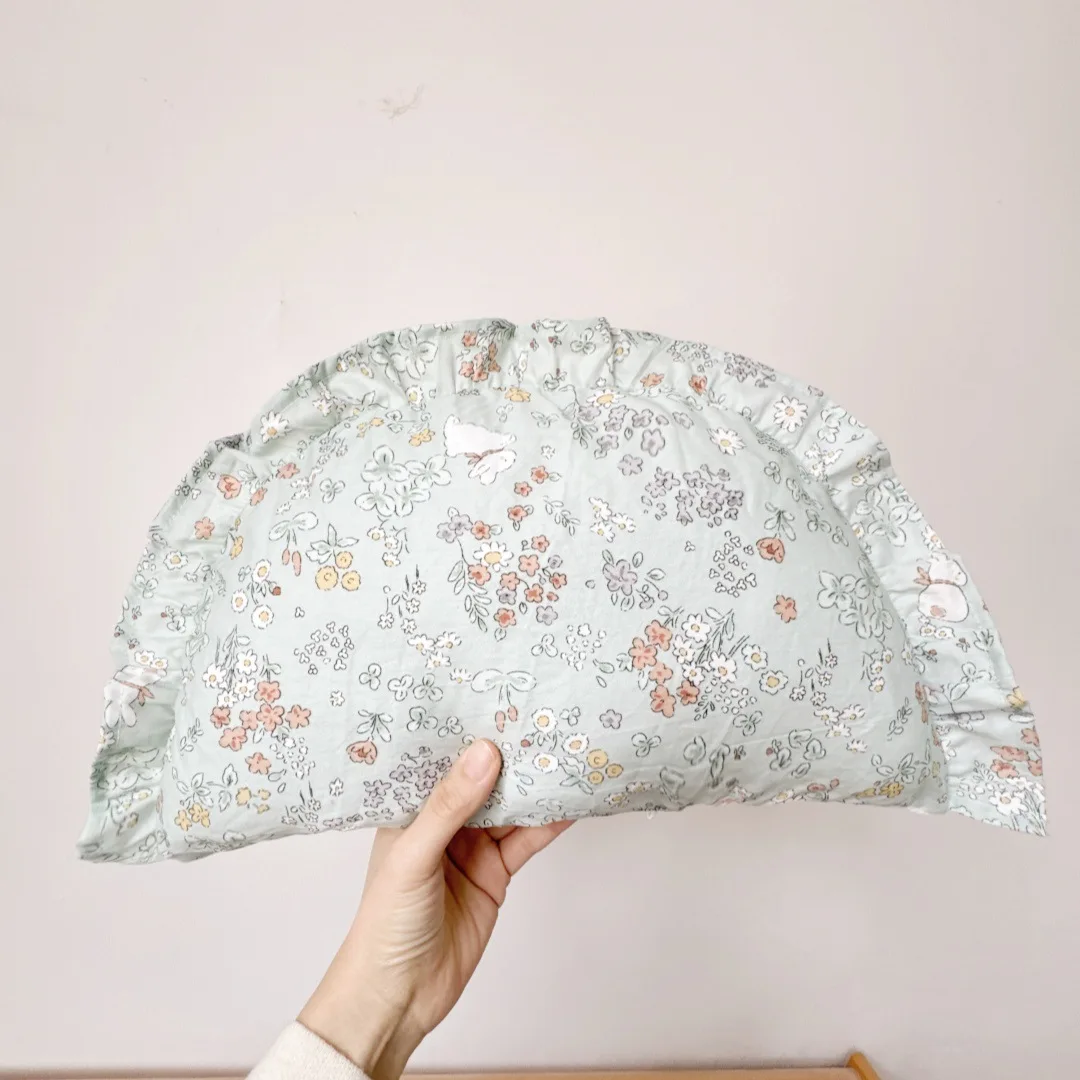 Floral Printed Infant Kid Moon Shape Detachable Sleeping Nursing Pillow for Newborns Head Protector All-season Cushion