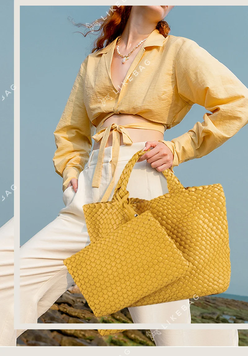 Business Commuter Tote Bag Pu Woven Large-capacity Handbag 2023 New Trendy Woven Mother-in-law Bag High-end Women's Bag_voghion.com