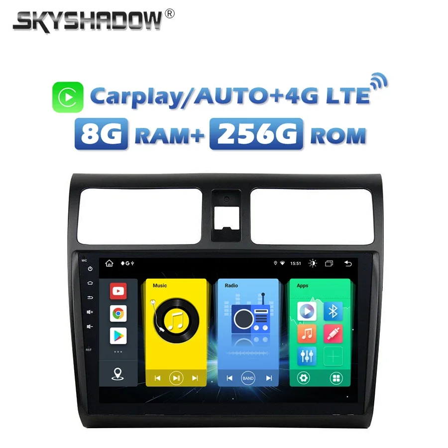 

4G SIM Carplay Авто Android 8. 1 8G + 13,0G 8-ядерный автомобильный DVD-плеер DSP GPS карта RDS радио Wifi Bluetooth для SUZUKI SWIFT 256-2006
