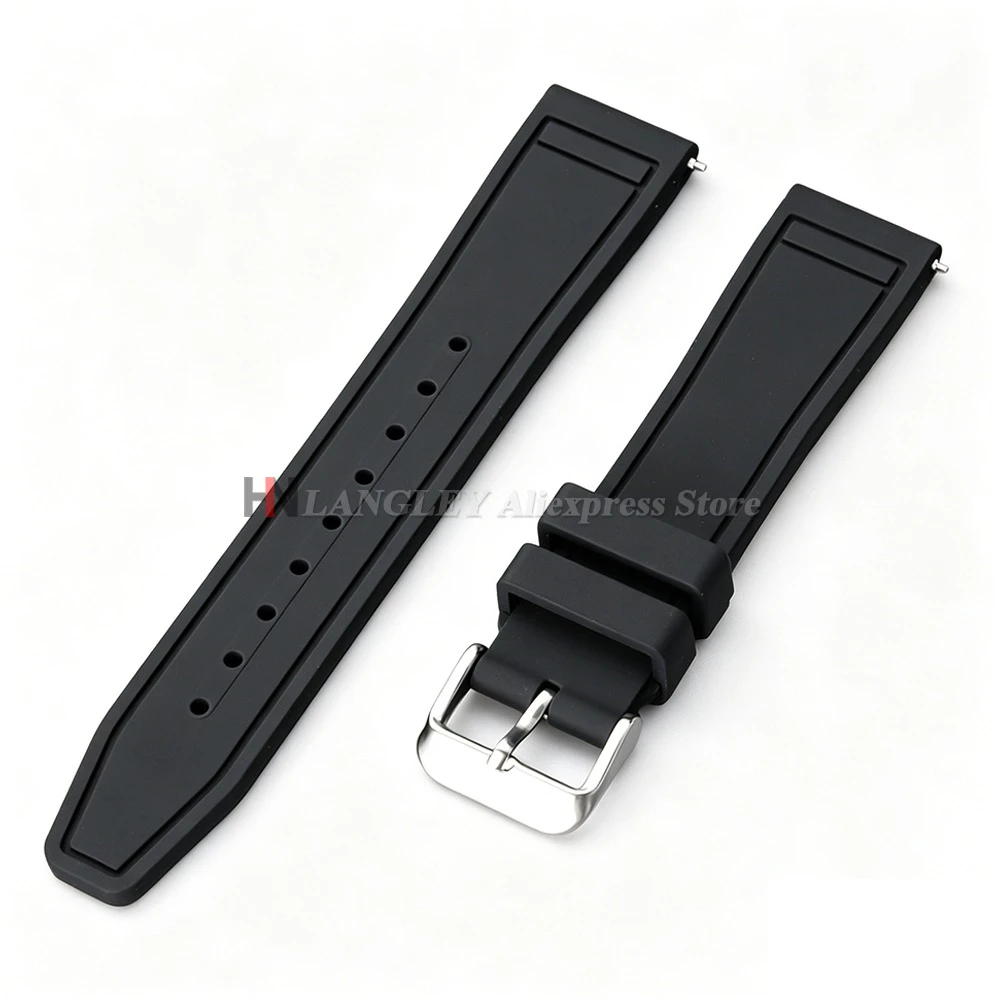 Universal Soft Silicone Quick Release Watch Strap - Black Rubber Replacement Bracelet