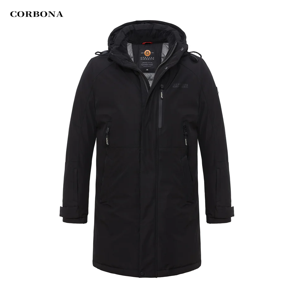 CORBONA 2023 New Men Winter Jacket  Oversized Warm Windproof Coat  Business Windbreaker DetachableHat Long Section to Keep Parka