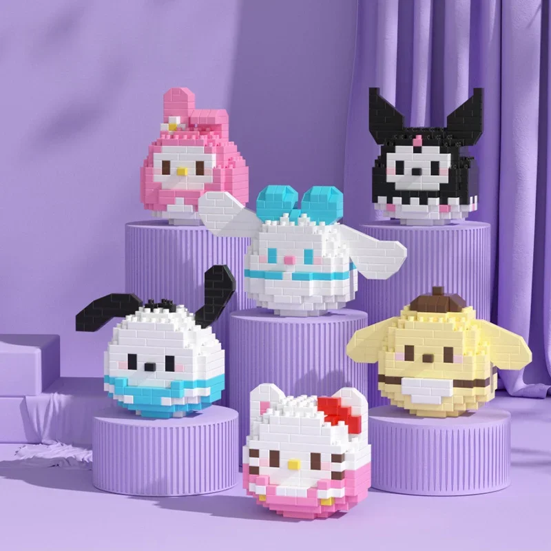 

Sanrio Cinnamoroll Building Blocks My Melody Hello Kitty Kuromi Pachacco Pompompurin Cartoon Cute Children's Educational Toys