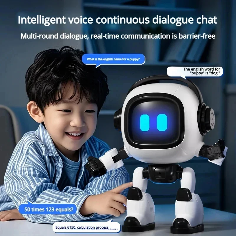 Robot da Tavolo Interattivo con Riconoscimento Vocale AI, Compagno Parlante, Gioco Educativo, Robot Giocattolo per Ragazzi e Ragazze, Regalo - immagine 3