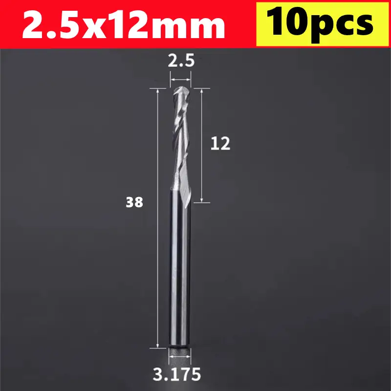 10pcs 2 Flute Ball Nose End Mill 3.175mm (1/8)Shank CNC Router Bit Carbide End Mill Spiral Milling Cutter for Woodworking image 16