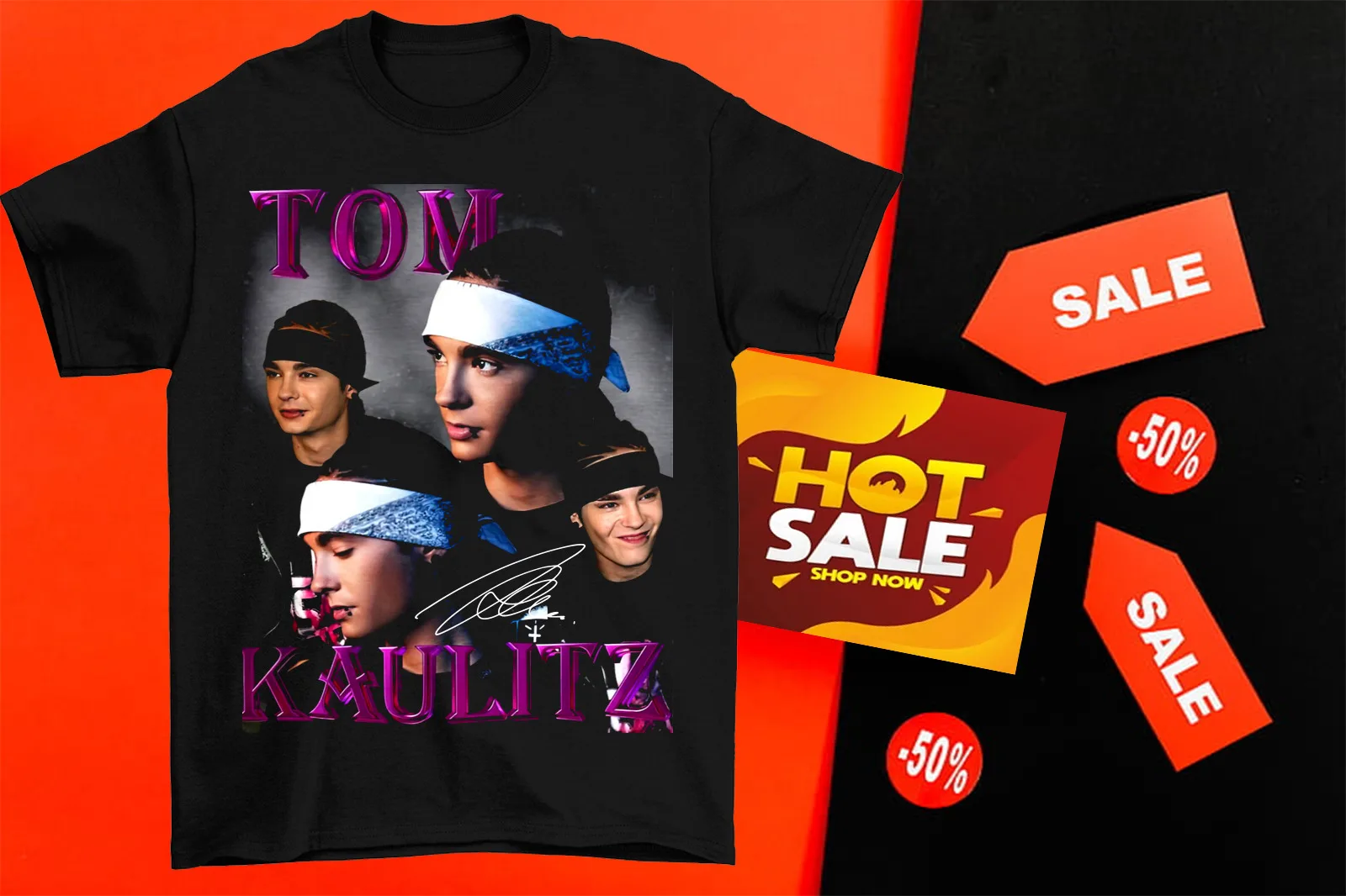 

Футболка с надписью Tom Kaulitz, черная, все размеры S M L 234XL cg504