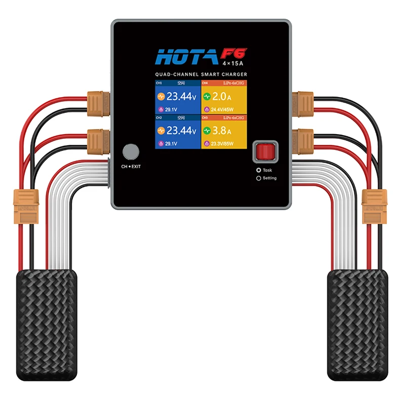 HOTA F6 Four Channel Smart Charger DC1000W 4*15A for Lipo LiIon NiMH Lipo Remote Control Model Balance Charger USB Type-C thumbnail 2