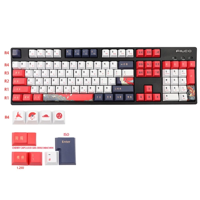 

113-клавишная механическая клавиатура PBT Keycap Cherry DYE-Sub White Crane Theme