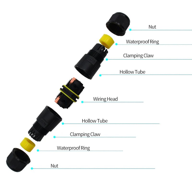 Description Picture 4 of itemIP68 M20 Waterproof Cable Connector 2/3/4/5/6 Pin Screw Wiring Terminal Wire Connectors for Electrical Light Junction Box