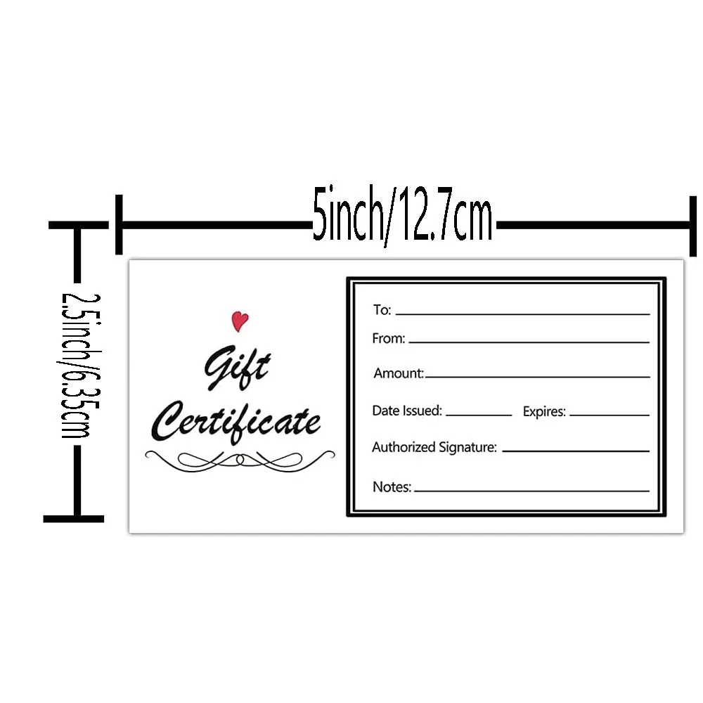 Gift Certificates Business 50 Blank Gift Certificate Cards for Spa, Salon,  Restaurants, Client Vouchers Gift Card 5x2.5inch - AliExpress, image size:1000x1000