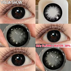 Visuashow Black Cosmetic Contact Lenses for Cosplay Makeup (2 - Pack, Yearly Use) (Big Eye Girl Black)