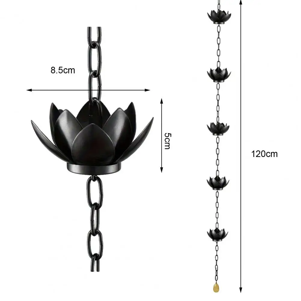 Extra Long Rain Chain Lotus Rain Chain for Outdoor Garden Decor Heavy Duty Metal Hanging Cups for Gutters Decorative Replacement