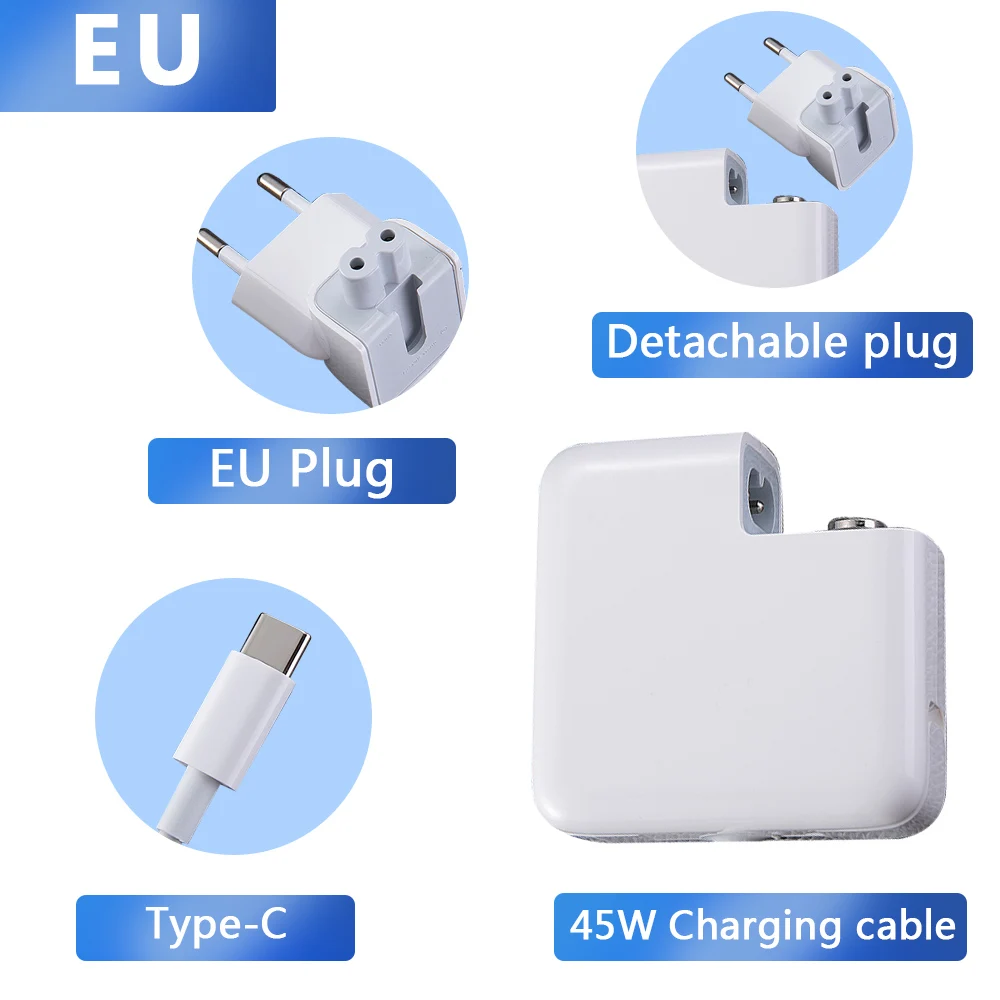 USB C 교체 충전기 어댑터 케이블, 전원 공급 장치, 20.3V, 3A, 61W, 맥북 프로 13, 12 인치, 2018, A1706, A1708, A1707