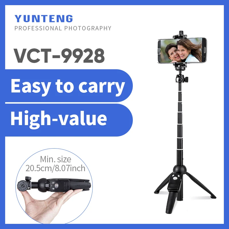 Yunteng 9928 Cell Phone Live Streaming Tripod Selfie Stick