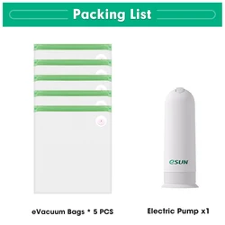 eSUN Filament Storage Kit: Vacuum-Sealed Bag for Dry, Moisture-Free 3D Printing Materials (5 Bags and 1 Pump)