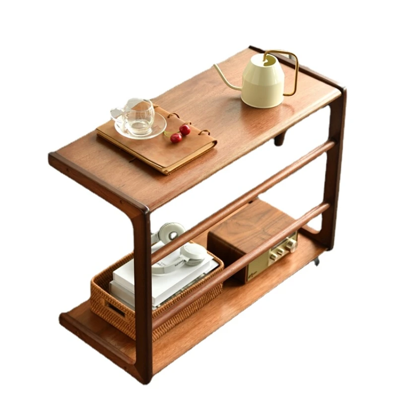 

YY Small Coffee Table Mini Small Corner Table Bedside Side Table Solid Wood Mobile Sofa Side Table