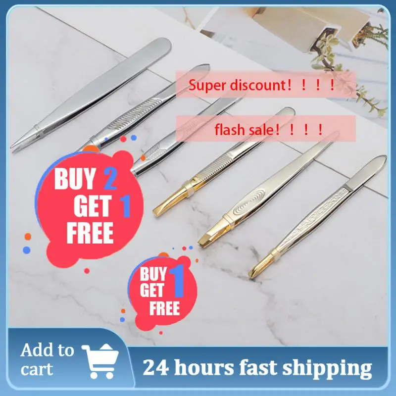 

Eyebrow Tweezer Stainless Steel Beauty Clip Slant Tip Flat Tip Eyebrow Tweezer Clip For Eyebrow Trimming Face Hair Removal Tools
