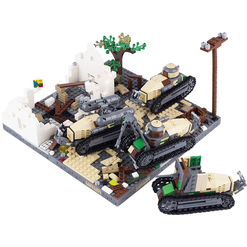 

Feleph 350+Pcs Military Series Grenade Launcher Engineering Tank Self-propelled Artillery Building Blocks Model Toys for Kids