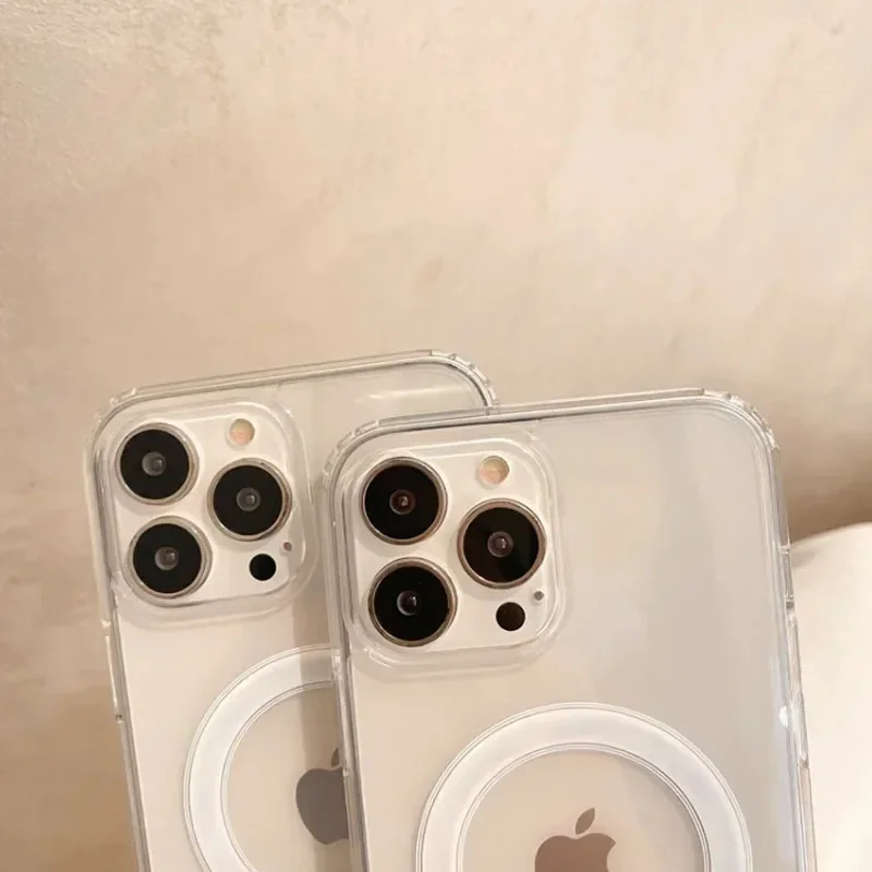 Original For Magsafe Magnetic Wireless Charging Phone Case For iPhone 16 15 14 13 12 11 ProMax Mini X XR XS 7 8Plus Clear Cover