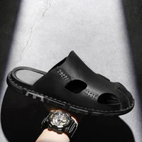 Baotou sandals summer personalized fashion sports and leisure slippers perforated shoes large-sized high-quality leather shoes - Image 3