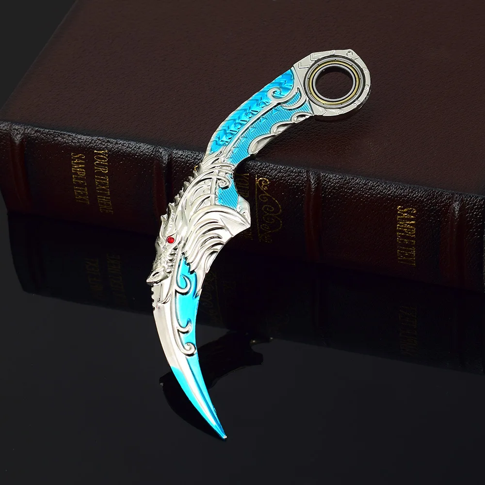 17CM Karambit Game Life and Death Peripheral Weapon Dark Moon Double Thorns Metal Model Knife Sword Ornament Gifts Toys Boys cosplay prop cosplay toy game knife